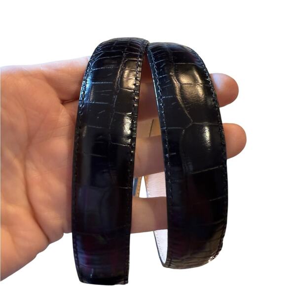 Brighton Black Embossed Leather Belt with Silver Buckle and Tip Womens Med/Large main image 7